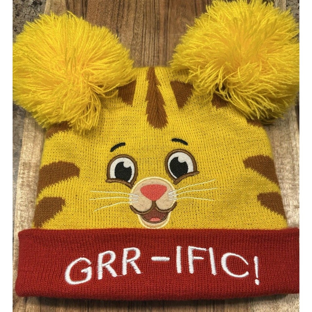 Daniel The Tiger Beanie Hat Kids Toddler Size - Hard to find Stretch Pompom Ear